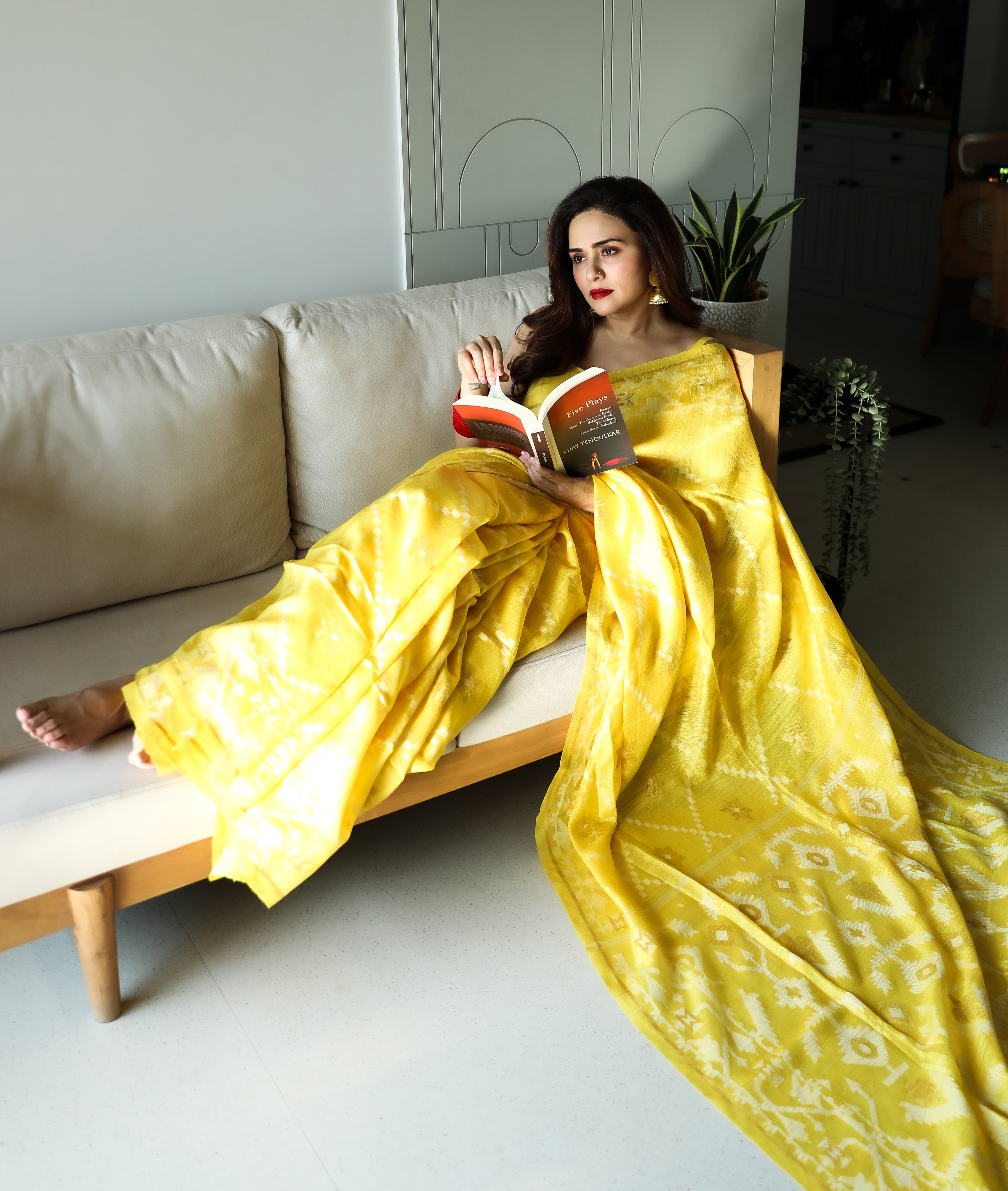 Sunehri | Yellow Pure Matka Silk with Resham