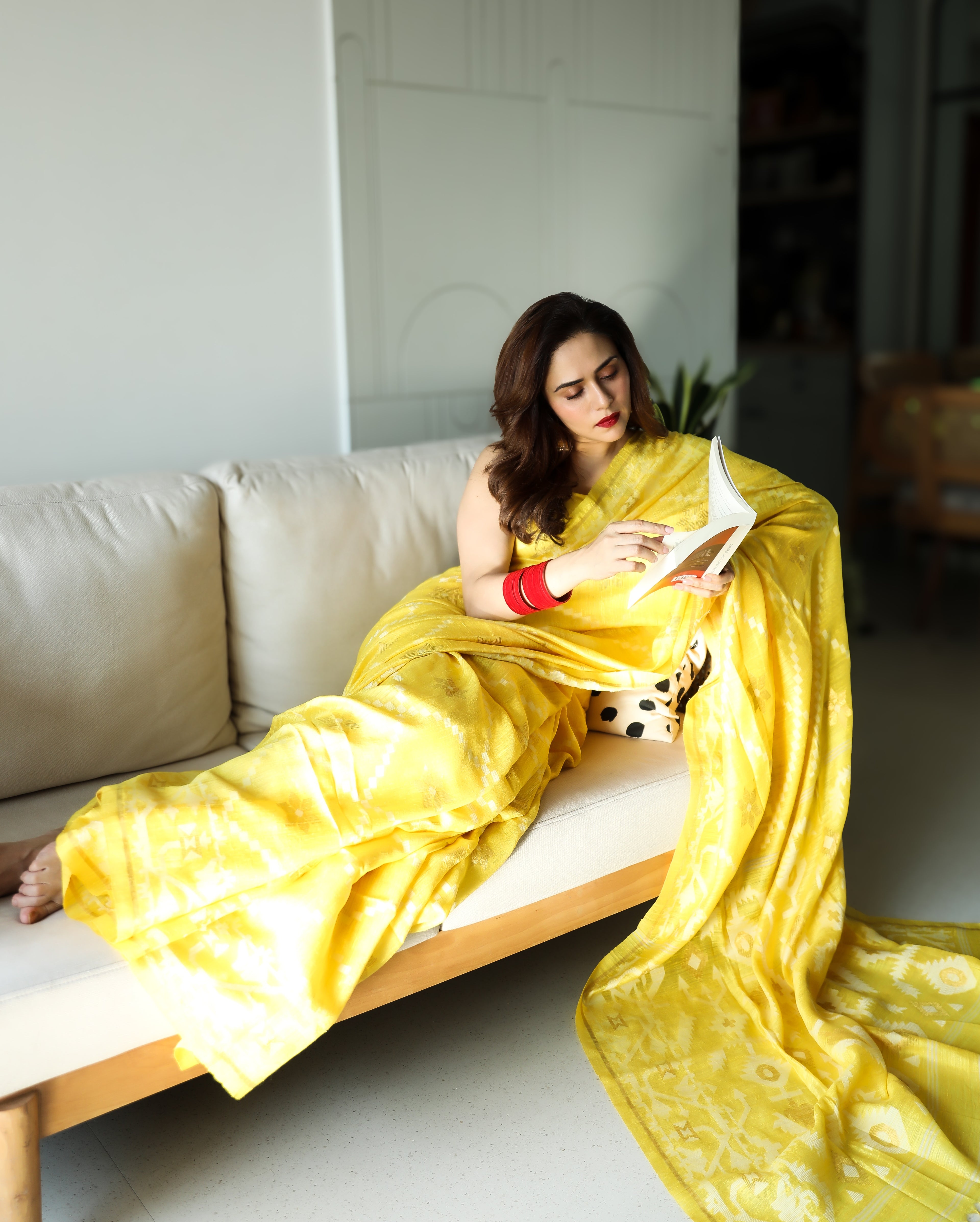 Sunehri | Yellow Pure Matka Silk with Resham