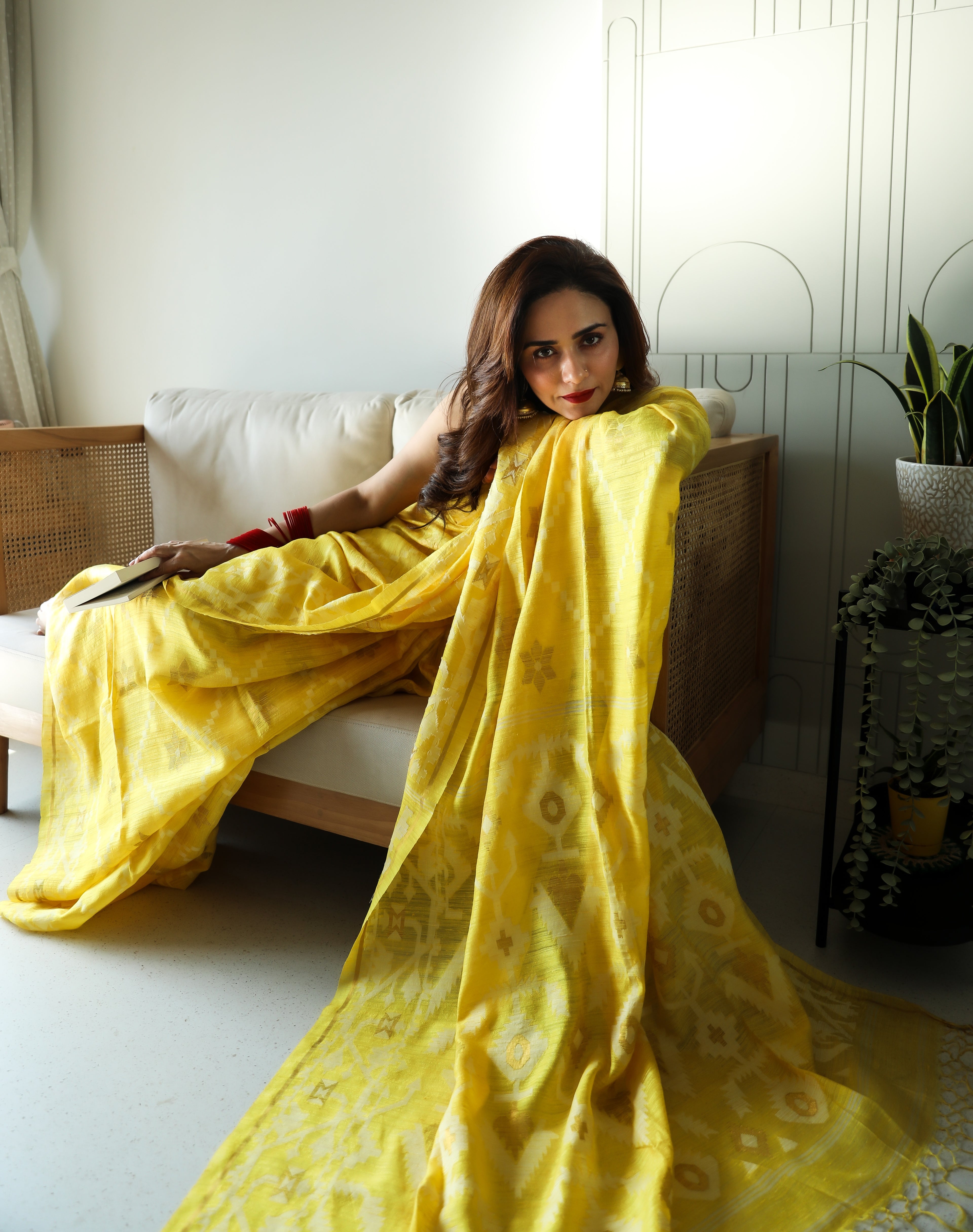 Sunehri | Yellow Pure Matka Silk with Resham