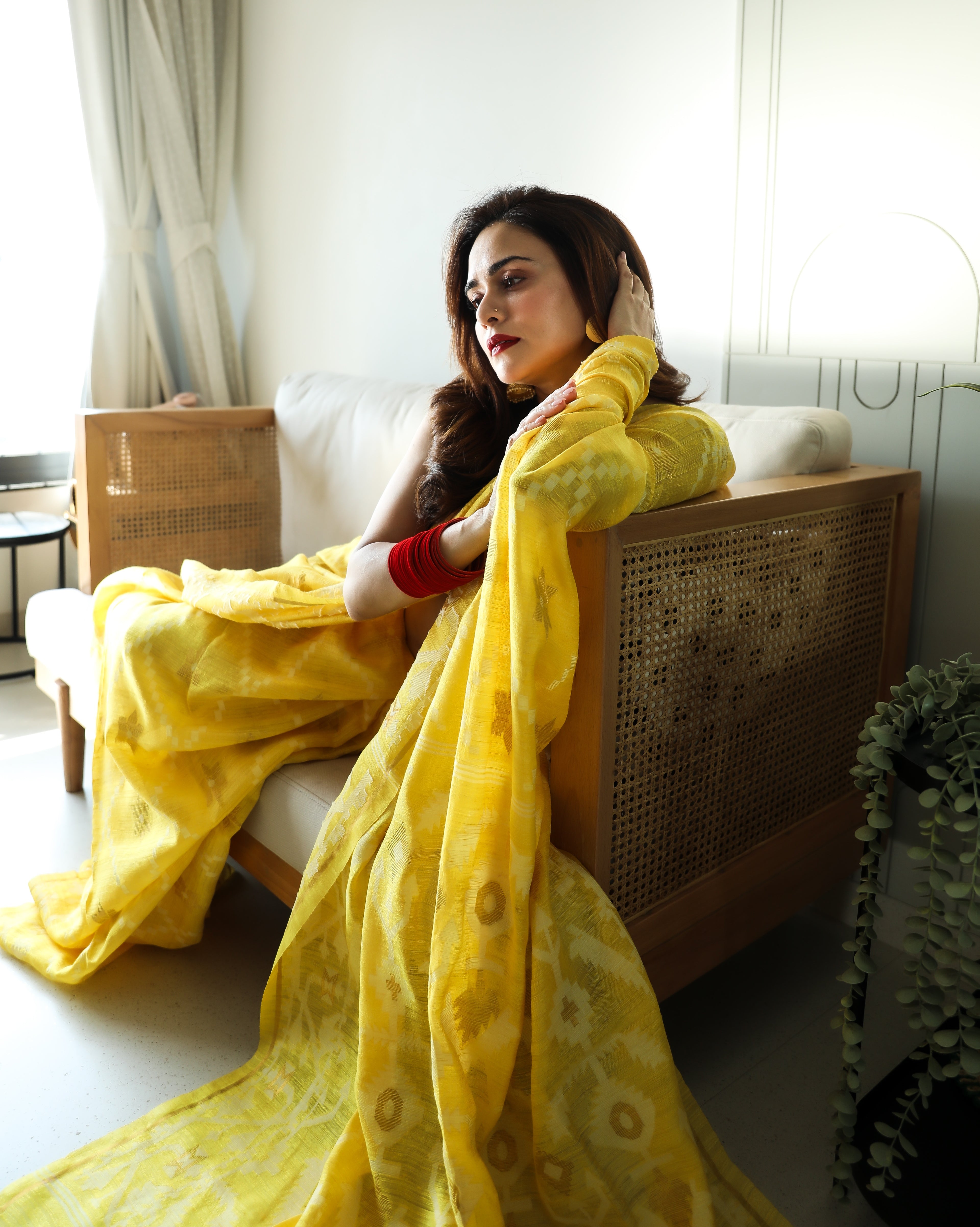 Sunehri | Yellow Pure Matka Silk with Resham