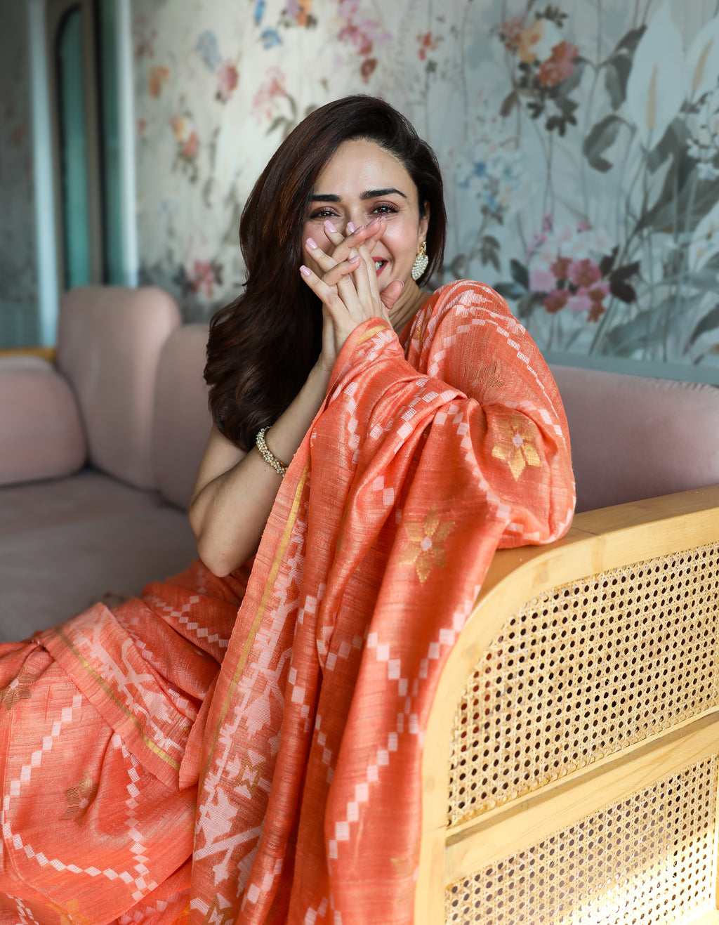 Amber | Orange Pure Matka Silk with Resham
