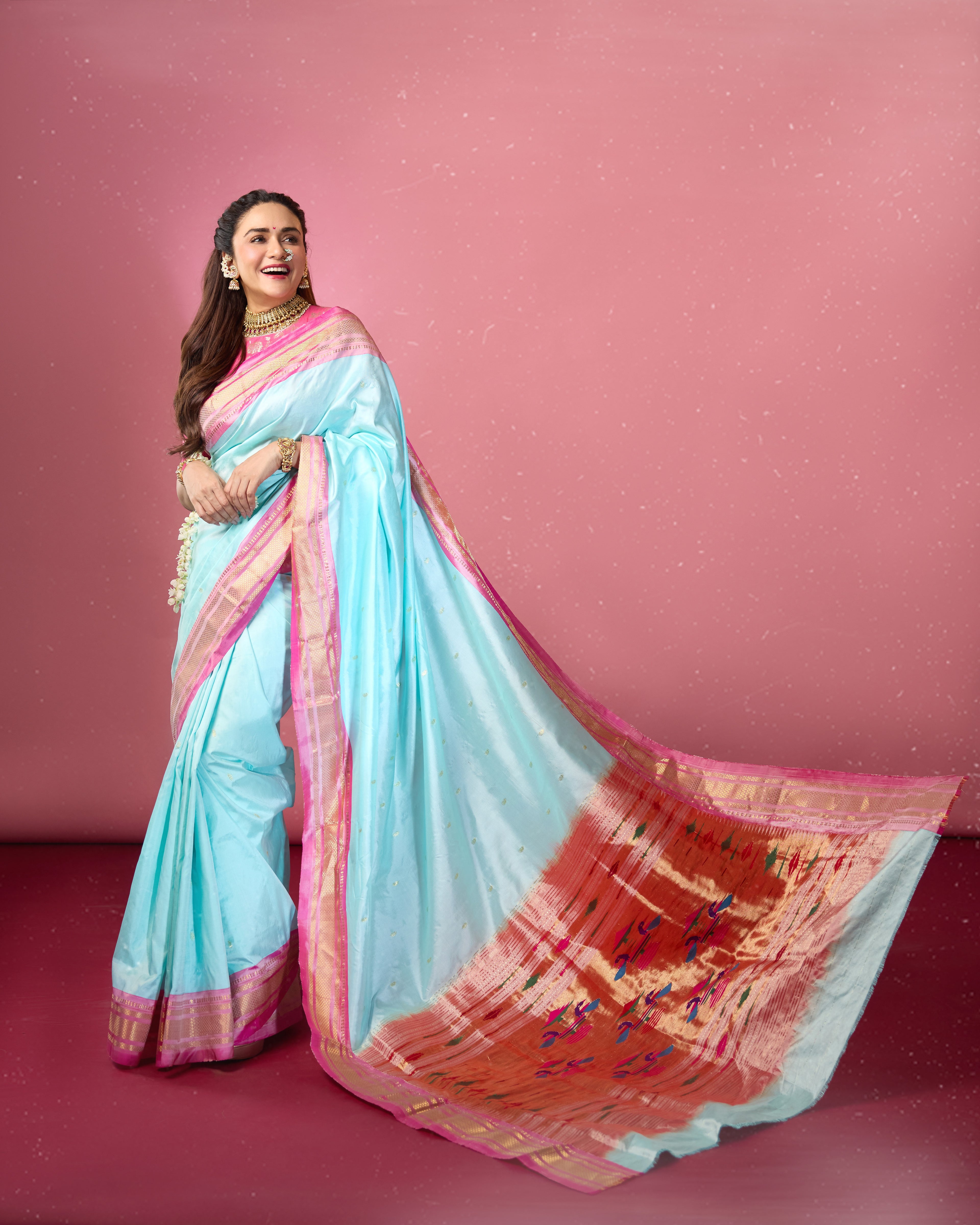 Akaashi - Baby Blue Handloom Yeola Paithani