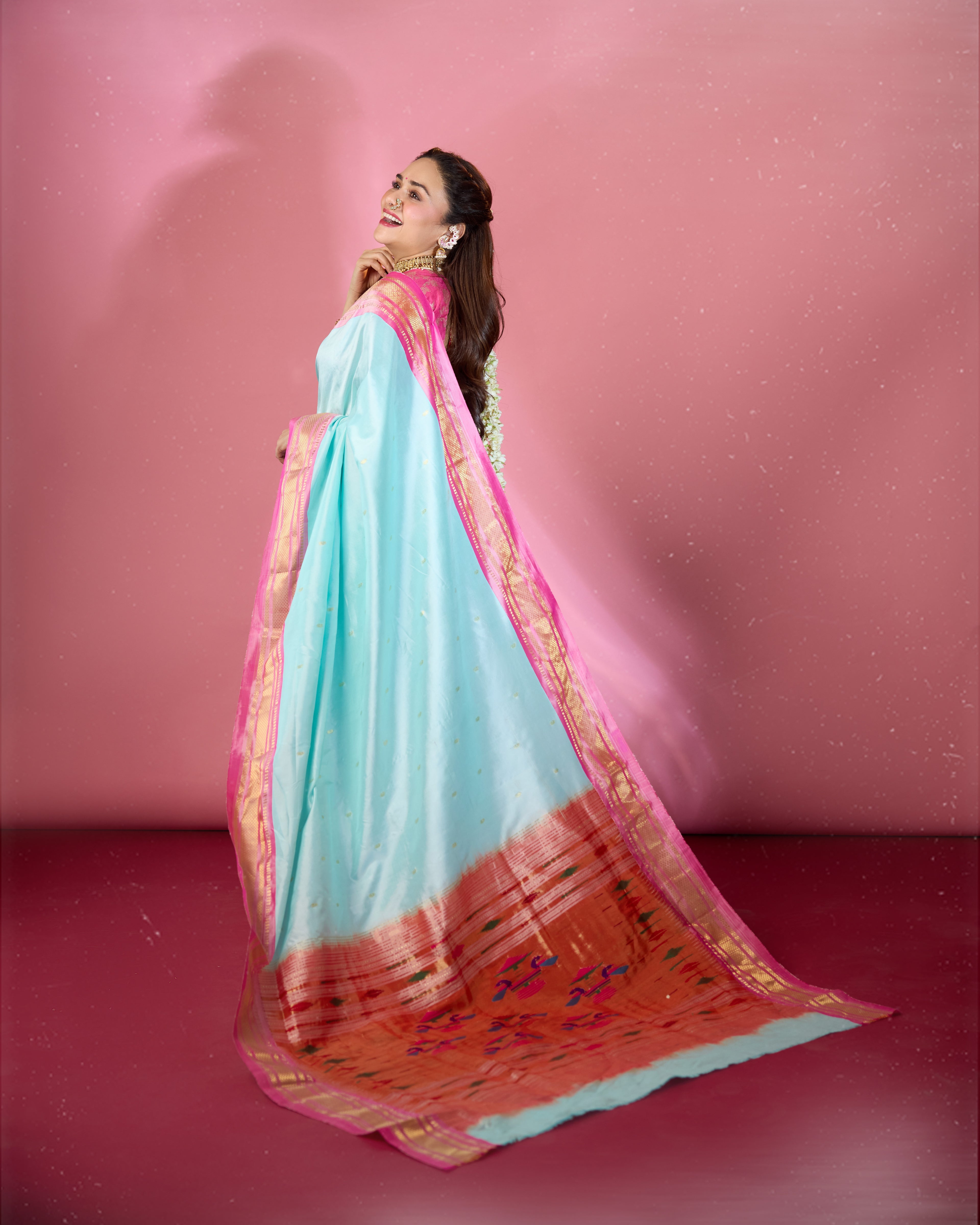 Akaashi - Baby Blue Handloom Yeola Paithani