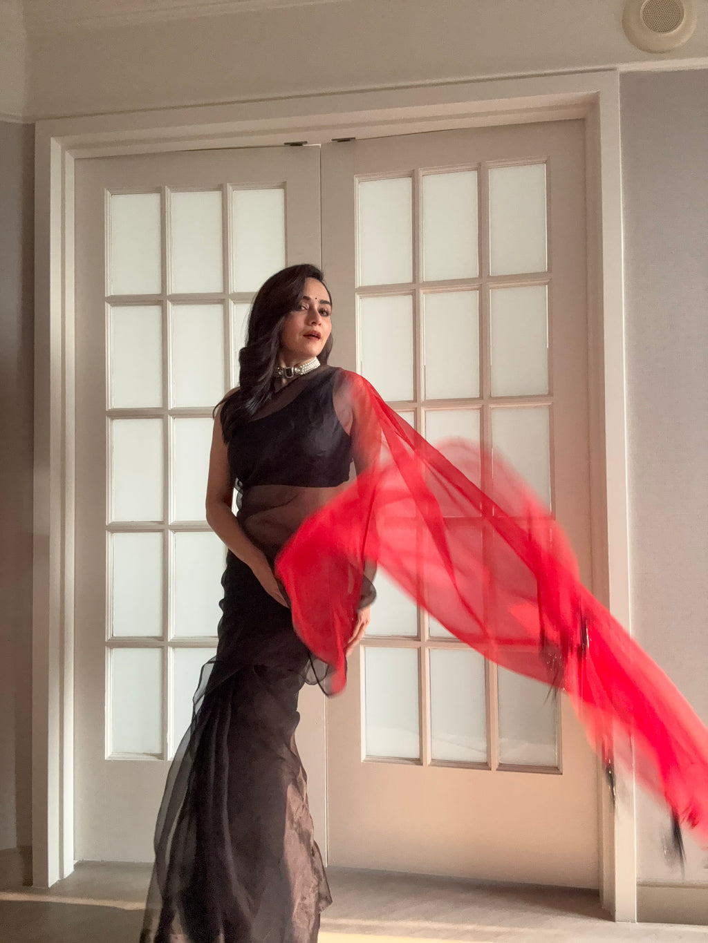 Pure Organza Dual-Tone Saree with Tassels