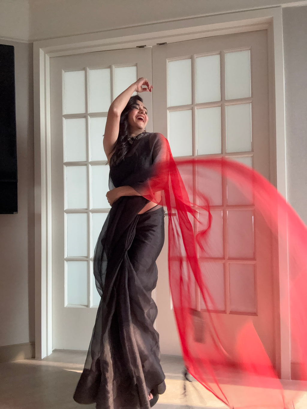Pure Organza Dual-Tone Saree with Tassels