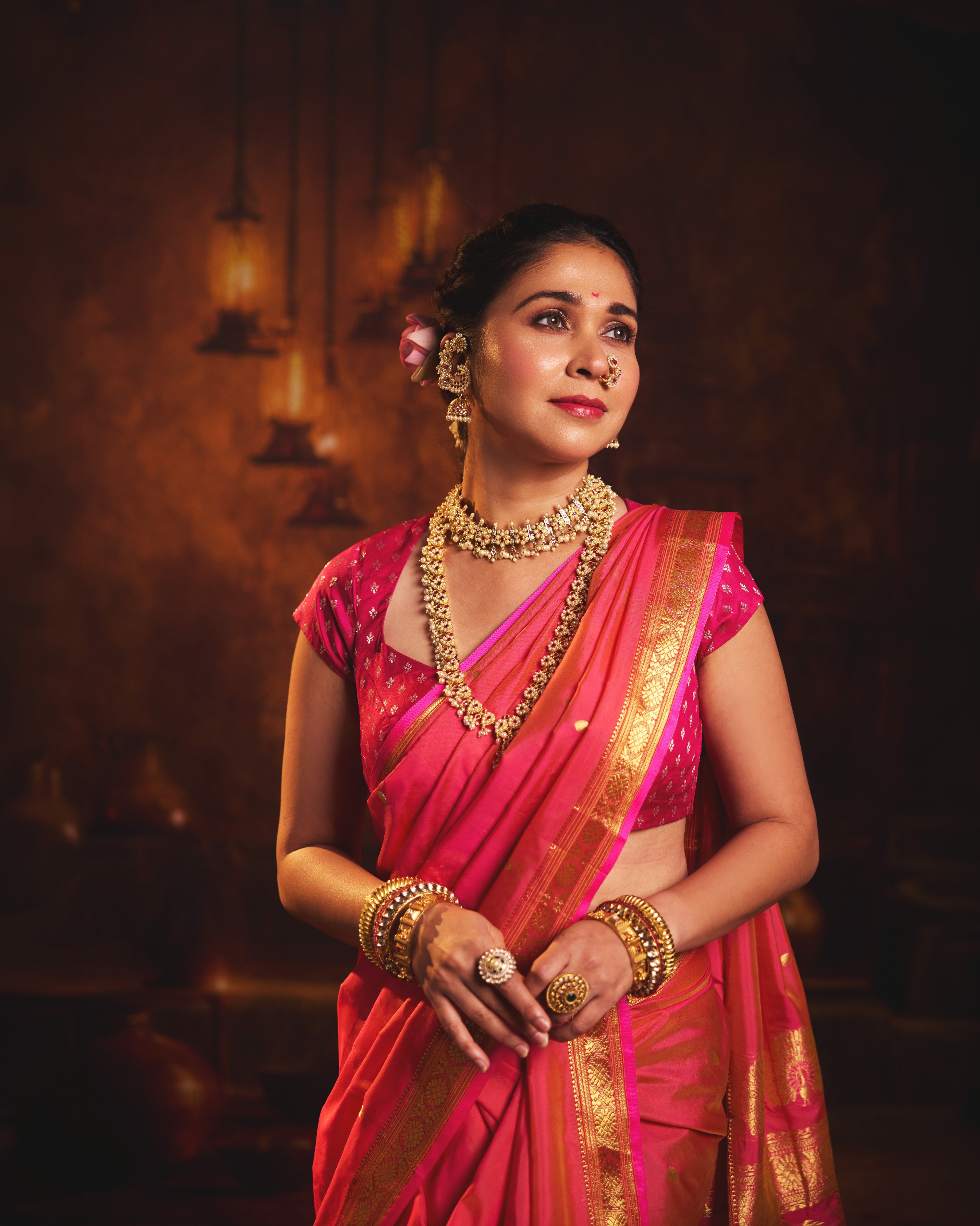 Jaswand Nauvaar — Pure Silk Nauvari
